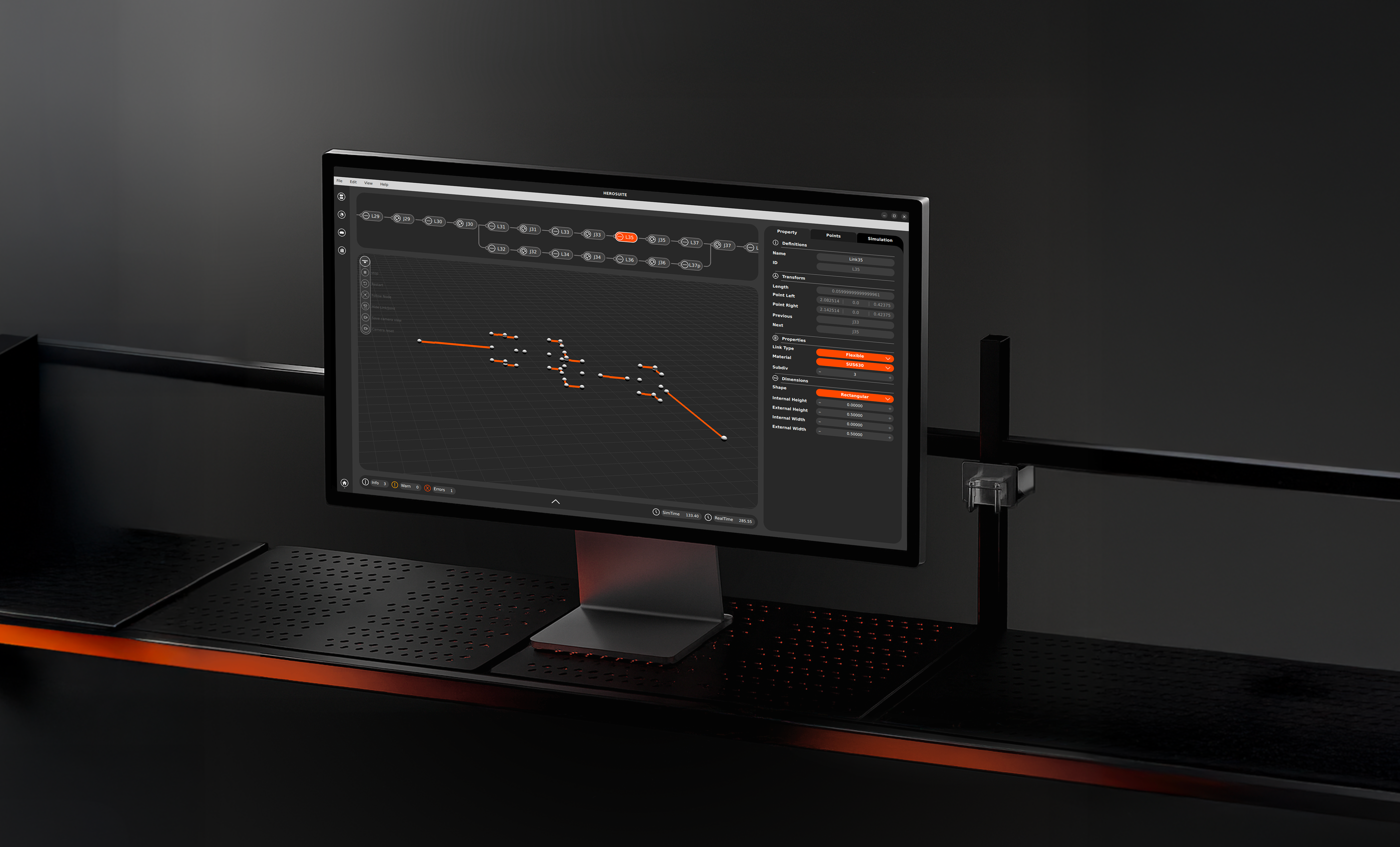 HeroSuite dynamic simulation on an operator monitor