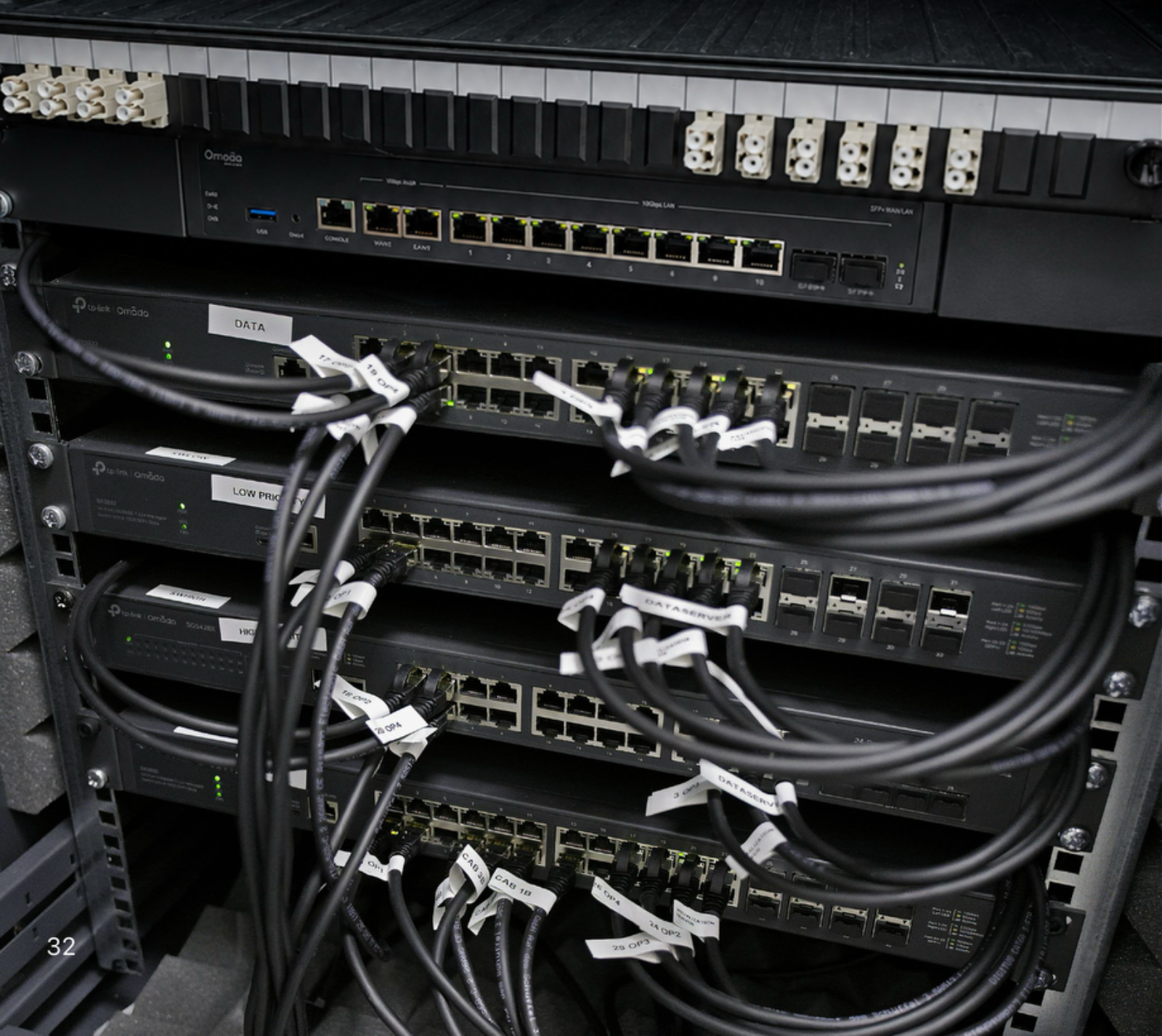 Control Room network and data server rack