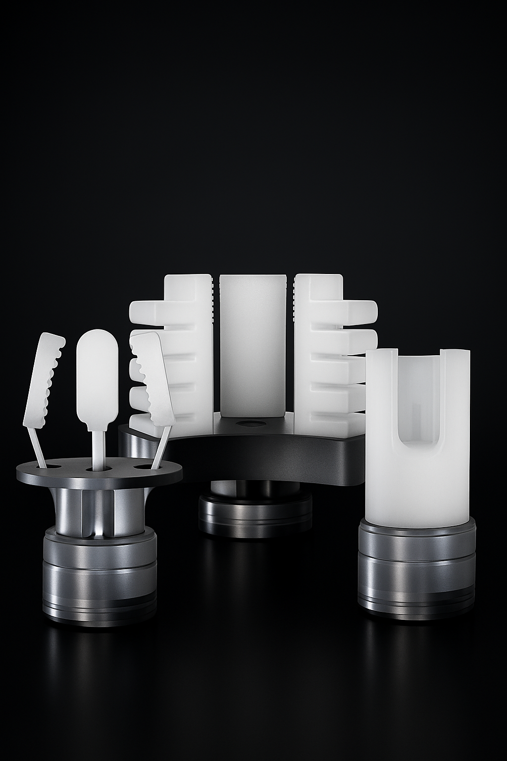 HeroGrip soft and hard gripper fingers on flange mounts